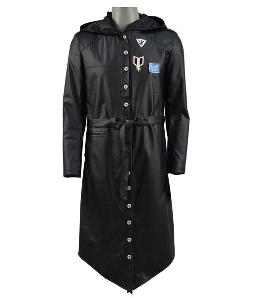 PUBG Leather Hooded Trench Coat