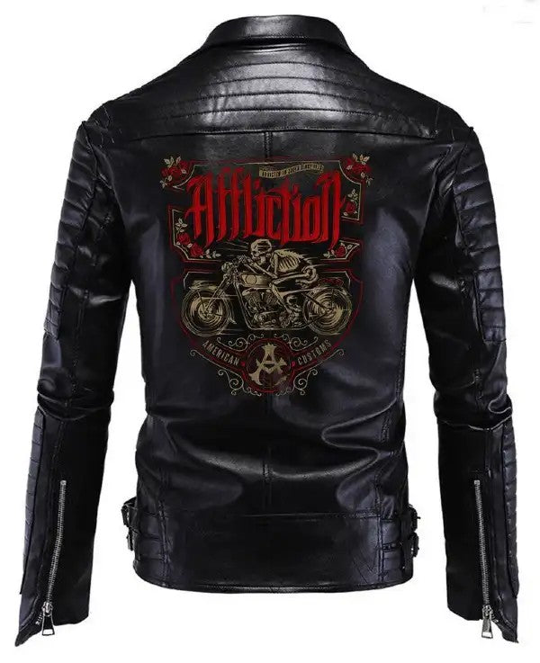Americans Biker Vintage Motorcycle Black Leather Jacket