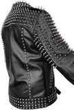 Black Leather Jacket with Spikes For Men