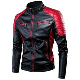 Black And Red Leather Biker Jacket For Men