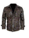 Men’s Stylish Cafe Racer Biker Real Leather Distressed Brown Leather Jacket