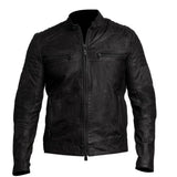 Cafe Racer Black Men’s Biker Vintage Motorcycle Real Leather Jacket