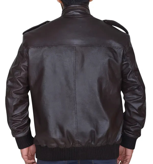Dark brown bomber jacket for men