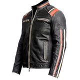 MENS BLACK VINTAGE LIVE TO RIDE LEATHER JACKET