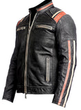 MENS BLACK VINTAGE RIDE TO LIVE LEATHER JACKET