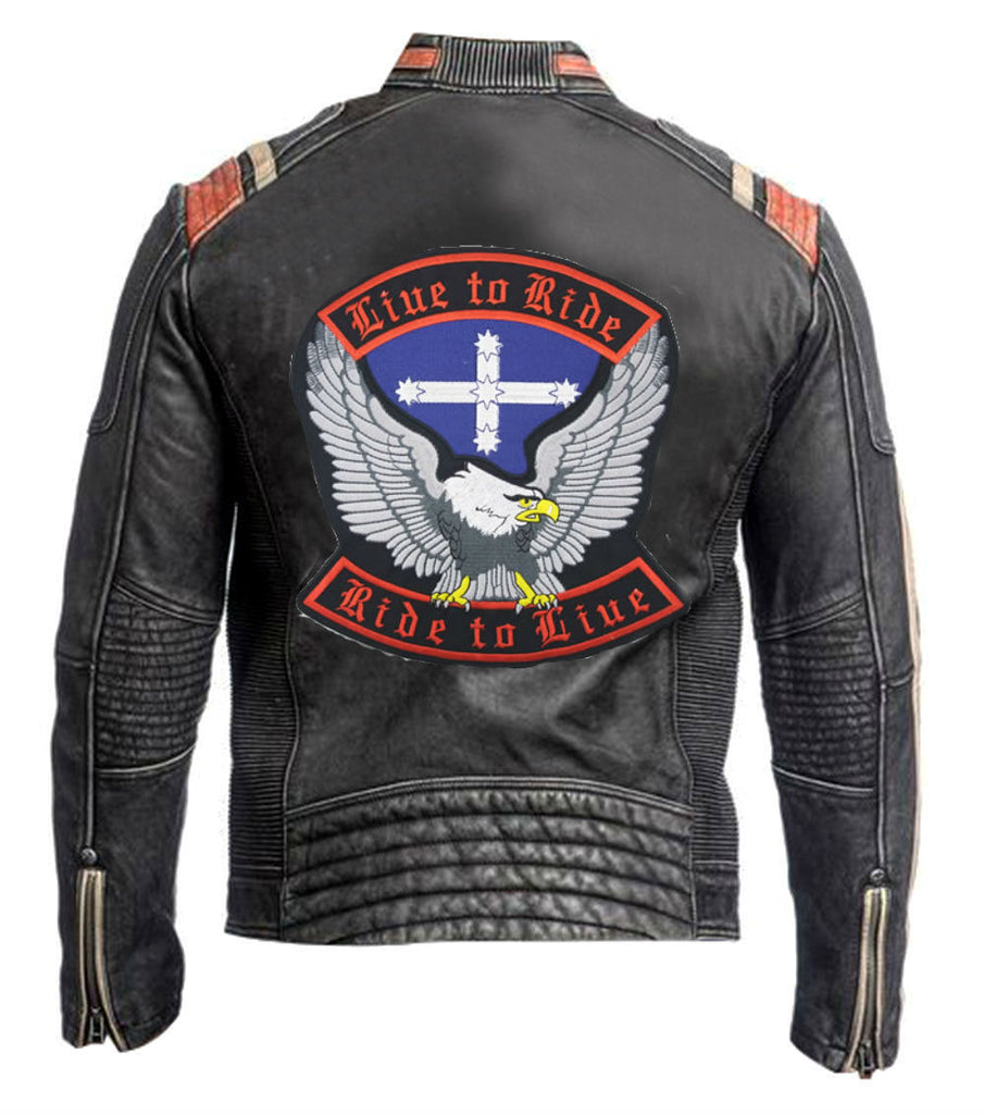 MENS BLACK VINTAGE RIDE TO LIVE LEATHER JACKET