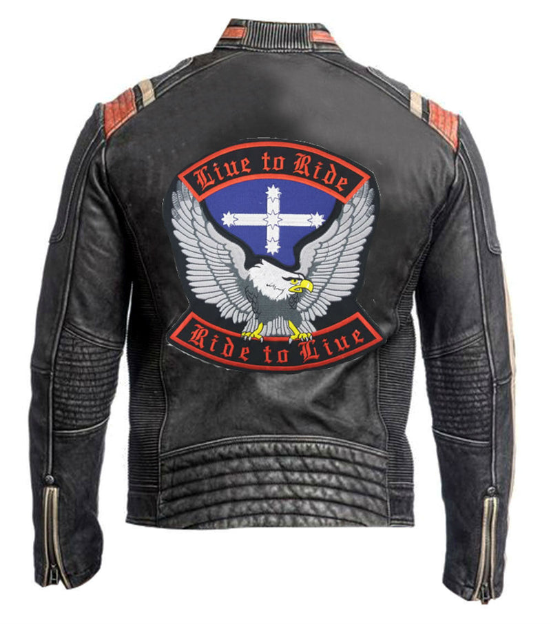 MENS BLACK VINTAGE RIDE TO LIVE LEATHER JACKET