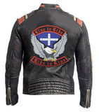 MENS BLACK VINTAGE RIDE TO LIVE LEATHER JACKET