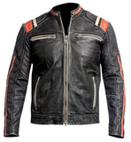MENS BLACK VINTAGE RIDE TO LIVE LEATHER JACKET