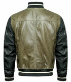 MENS GREEN BOMBER SHEEPSKIN LEATHER JACKET