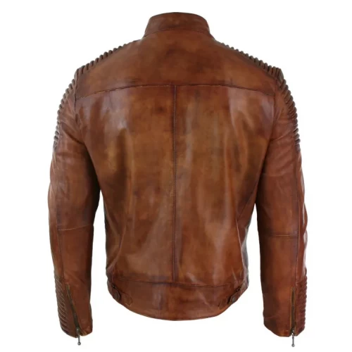 Mens Cafe Racer Brown Retro Style Motorcycle Biker Leather Jacket