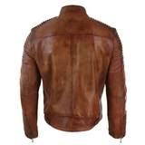 Mens Cafe Racer Brown Retro Style Motorcycle Biker Leather Jacket