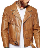 Mens Brown Fringe motorcycle Jacket