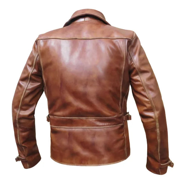 Mens Brown Vintage Biker Retro Motorcycle Leather Jacket