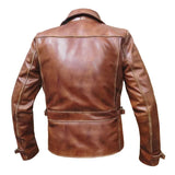Mens Brown Vintage Biker Retro Motorcycle Leather Jacket
