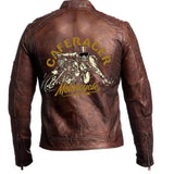 Mens Cafe Racer Biker Vintage Motorcycle Brown Distressed Leather Jacket