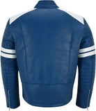 Navy Blue Leather Jacket For Men