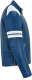 Navy Blue Leather Jacket For Men