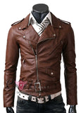 Slim Fit Brown Belted Rider Leather Jacket