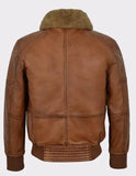 Mens Bomber Leather Jacket With Fur Collar For Sale
