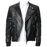 Mens Black Bomber Quilted Leather fashion Jacket