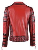 Vintage Red Biker Leather Jacket For Men