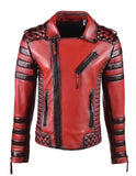 Vintage Red Biker Leather Jacket For Men