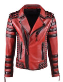 Vintage Red Biker Leather Jacket For Men