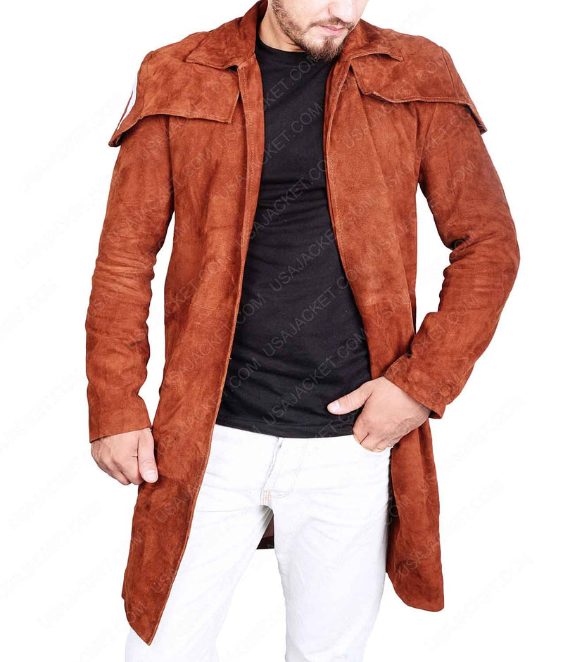 Destructive A7 Mens Brown Suede Duster Coat