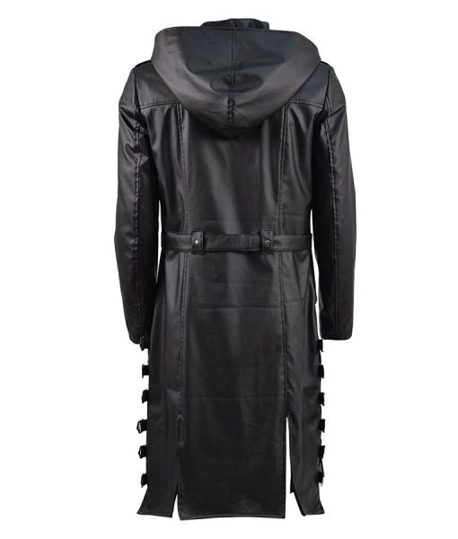 PUBG Leather Hooded Trench Coat