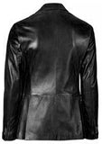 Black Slim fit Two Button Leather Coat For Men