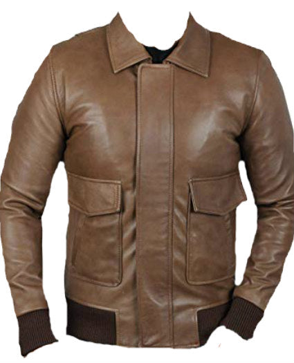 Mens brown vintage Retro bomber moto leather jacket