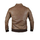 Mens brown vintage Retro bomber moto leather jacket
