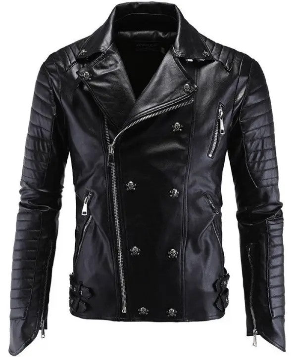 Americans Biker Vintage Motorcycle Black Leather Jacket