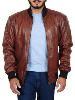 BROWN VINTAGE BOMBER LEATHER JACKET