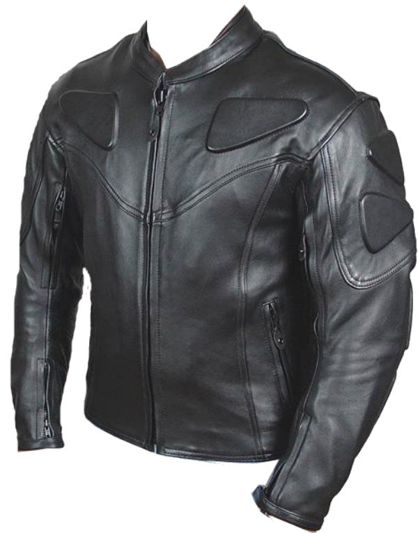 Biker Leather Motorcycle Jacket With Padding