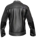 Black Leather Jacket with Spikes For Men