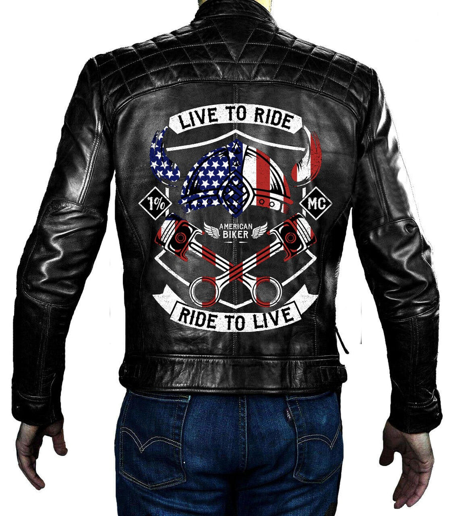 Cafe Racer Black Live to Ride Ride to Live Jacket