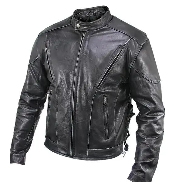 Black Dangerous Biker Leather Motorcycle Jacket Mens
