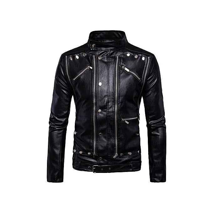 Mens Fashion Black Stylish Biker Moto leather jacket
