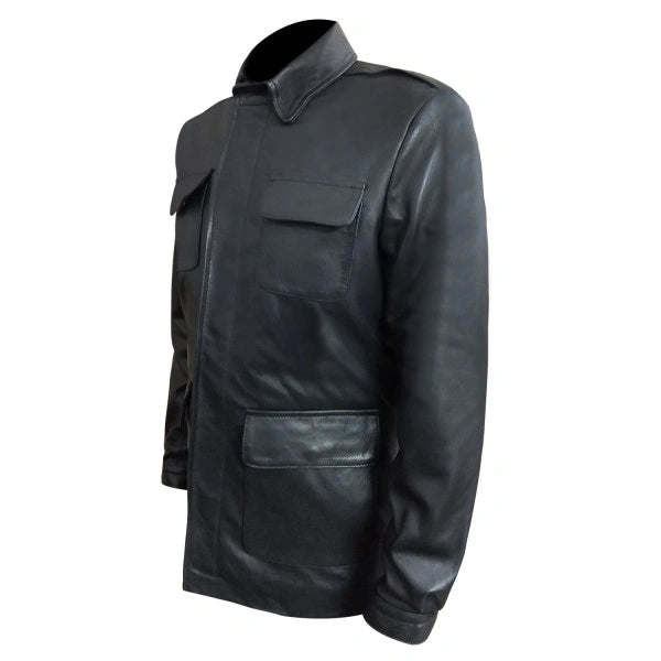 Black Genuine Leather coat for men