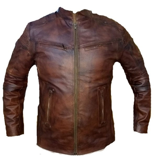 Brown Mens Vintage Biker Retro Motorcycle Leather Jacket