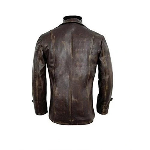 Menâ€™s Stylish Cafe Racer Biker Real Leather Distressed Brown Leather Jacket