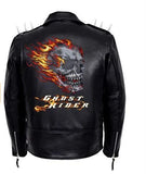 Ghost Rider Leather Jacket with Spikes and Skull