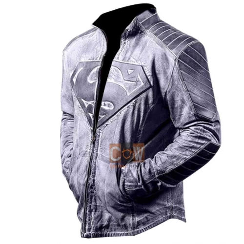 Superman Distressed Style Leather Jacket for Sale