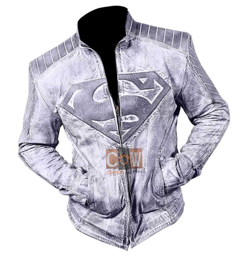 Superman Distressed Style Leather Jacket for Sale