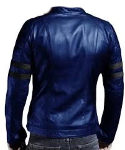 Leather Jacket Blue For Men