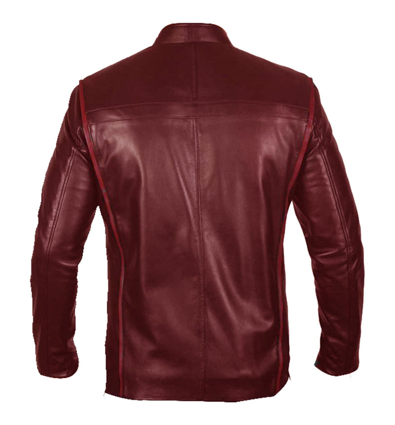 Men N7 Red Biker Leather Jacket