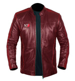 Men N7 Red Biker Leather Jacket