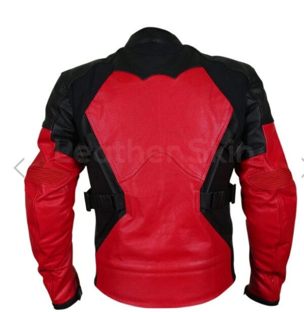 Men Red Motorcycle Padded Genuine Cow Leather Jacket